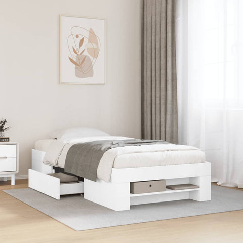 Bed Frame without Mattress White 90x200 cm Engineered Wood 3295492