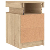 Bedside Cabinet with LED Lights Sonoma Oak 35x39x55 cm 836753