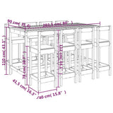 9 Piece Garden Bar Set White Solid Wood Pine 3154771