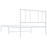 Metal Bed Frame without Mattress with Headboard White 90x200cm 352522