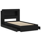 Bed Frame with Storage Black 90 x 190 cm Engineered Wood 3433624