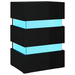 ZNTS LED Bedside Cabinet High Gloss Black 45x35x67 cm Engineered Wood 326847