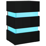 ZNTS LED Bedside Cabinet High Gloss Black 45x35x67 cm Engineered Wood 326847