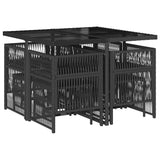 9 Piece Garden Dining Set with Cushions Black Poly Rattan 3210955