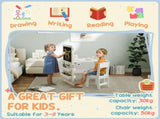 3 in 1 Kids Table and Chair Set with Storage,board, Blackboard & Roll Paper for 3-8 Years, T3398P422131