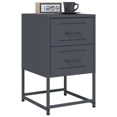 ZNTS Bedside Cabinets 2 pcs Anthracite 36x39x60.5 cm Steel 846463