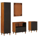 Bathroom Furniture Set with Shelf 4 pcs Walnut Solid Mango Wood 3310092