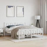 Metal Bed Frame without Mattress with Footboard White 150x200cm 374310