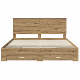 Bed Frame with Drawer Artisan Oak 180 x 200 cm Engineered Wood 3411279