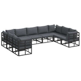 Garden Sofa Set with Cushion Black Aluminium 3378904