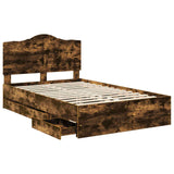 Bed Frame with Drawer Smoked Oak 135 x 190 cm Engineer Wood 3413426