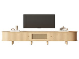 TV Stand with 1 Rattan Drawer and 2 Sliding Doors,Oval TV Cabinet Storage Sideboard with Rounded N605P339346E