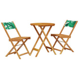 3 Piece Bistro Set Leaf Pattern Fabric and Solid Wood 3281752