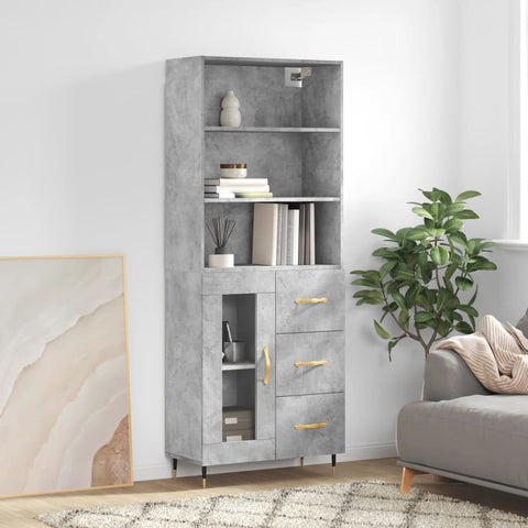 Highboard Concrete Grey 69.5x34x180 cm Engineered Wood 3189489