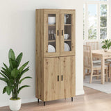 Highboard 2 pcs Artisan Oak Engineered Wood and Glass 3415861