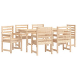7 Piece Garden Dining Set Solid Wood Pine 3154713