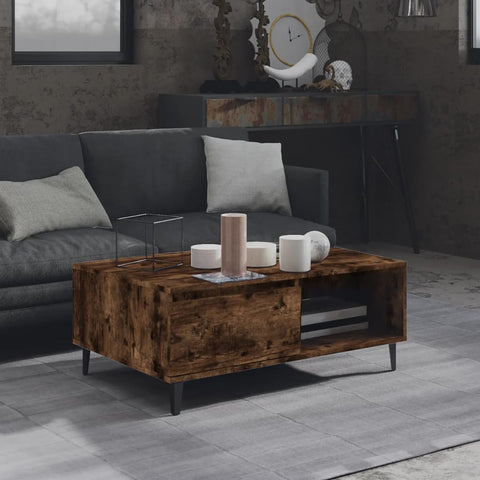Coffee Table Smoked Oak 90x60x35 cm Engineered Wood 813173