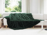 Anti-Slip Faux Rabbit Fur Blanket Olite 4 pcs Dark Green 42021824
