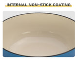 Cast iron 6QT cooking pot - Gradient blue - Includes two silicone gloves - Enamel pot 85024210