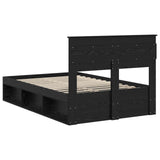 Bed Frame with Headboard Black 135 x 190 cm Solid Pine Wood 3409768