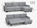 Three-Seater Storage Sofa Bed - Grey T3398P424873