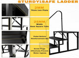 RV Step Stool, 3 Step, Hot Tub Steps with Handrail, Portable Pool, 660Lbs Heavy Duty 90149210