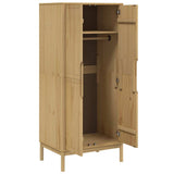 Wardrobe "FLORO" Wax Brown 77x53x171 cm Solid Wood Pine 374005
