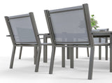 7 Pieces Garden Dining Set with Wood-plastic Composite Dining Table, and 6 Stackable Armchairs with T3398P317821