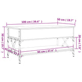 ZNTS Coffee Table Black 100x50x50 cm Engineered Wood and Metal 845356