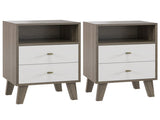 Industrial-Scandinavian Mix Bedside Table, with Drawers and Shelf T3398P328341