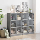 Bookcase with Doors Grey Sonoma 136x37x109 cm Engineered Wood 3206515
