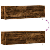 TV Wall Cabinet with LED Lights Smoked Oak 140x31x38 cm 852373