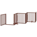 Dog Gate with Door Foldable 12 Panels Brown 600 cm Poplar Wood 3155548