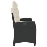 Reclining Garden Bench with Cushions Black Poly Rattan 368225