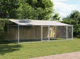 Dog Cage with Roof and Doors Grey 4x2x2 m Galvanised Steel 3209563
