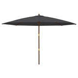 Garden Parasol with Wooden Pole Black 400x273 cm 363181
