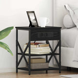Bedside Cabinet Black Oak 41 x 31 x 51 cm Engineered Wood 859515