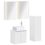 Bathroom Furniture Set 4 pcs White Engineered Wood and Glass 3407447