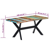 Dining Table 160x80x75 cm Solid Reclaimed Wood 247435