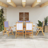 Garden Dining Set 7 pcs Blue and White Solid Acacia Wood 3375753