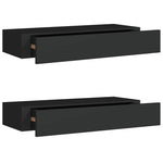 Wall-mounted Drawer Shelves 2 pcs Black 60x23.5x10cm MDF 330258