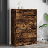 Shoe Cabinet with 2 Flip-Drawers Smoked Oak 80x34x116 cm 3214410