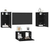 TV Cabinet Set Wall-mounted 3 pcs Black Oak Engineered Wood 3393169