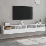 TV Wall Cabinets 2 pcs White 100x30x30 cm Engineered Wood 836883