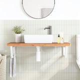Basin Shelf Wall Mounted Steel and Solid Wood Beech 3302446