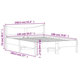 Bed Frame without Mattress 135x190 cm Double Solid Wood Pine 844745