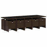 11 Piece Garden Dining Set with Cushions Brown Poly Rattan 3210573