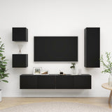 5 Piece TV Cabinet Set Black Engineered Wood 3078801