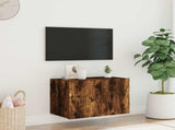 TV Wall Cabinet with LED Lights Smoked Oak 60x35x41 cm 837310