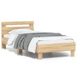 Bed Frame without Mattress with Headboard Sonoma Oak 90x190 cm Single 838563